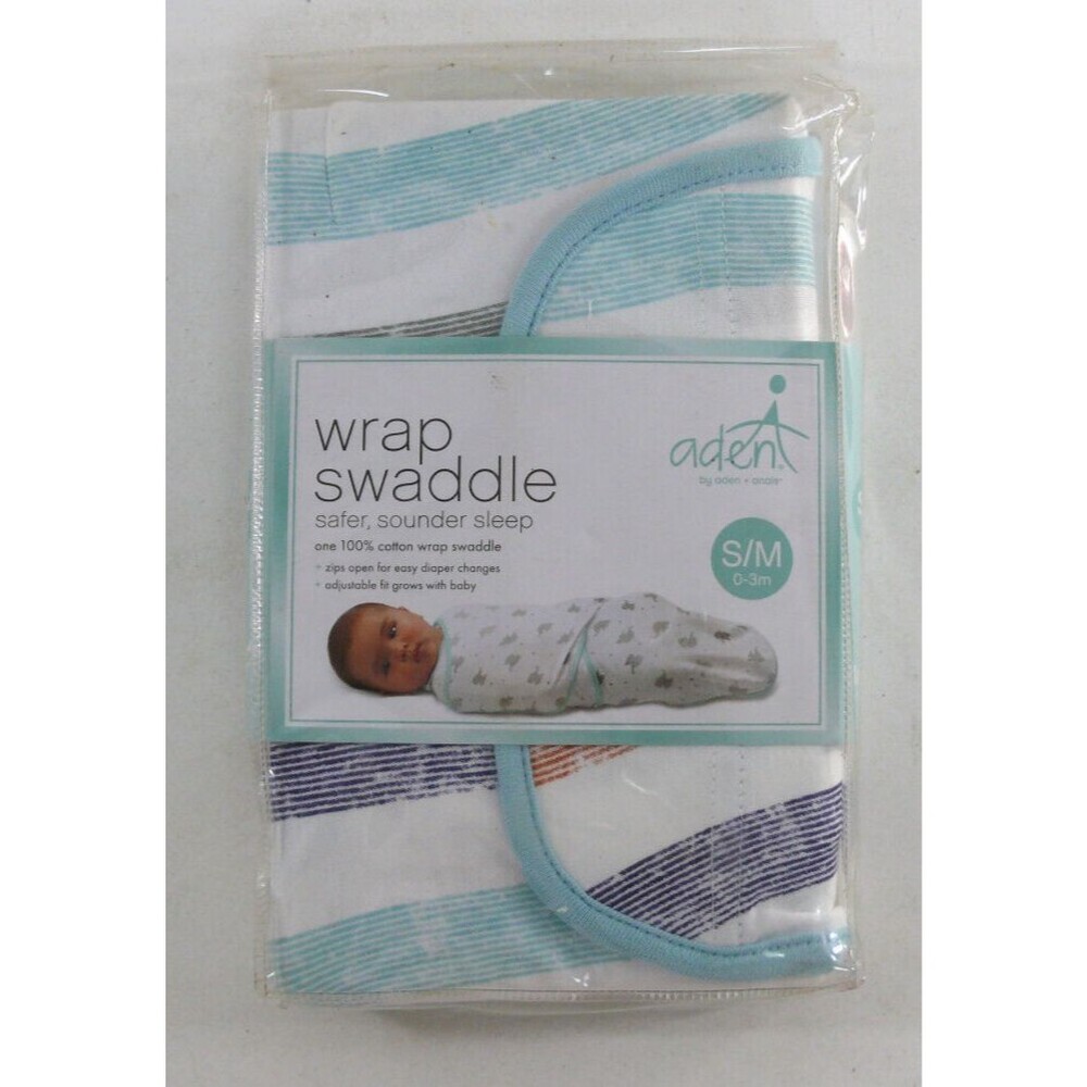 NEW ADEN baby Wrap swaddle aden size S/M 0-3 months cotton stripes